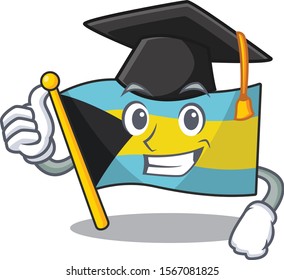 Cartoon flag bahamas isolated in happy graduation hat