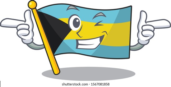 Cartoon flag bahamas isolated in happy wink