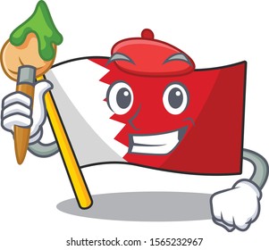 Cartoon flag bahrain isolated in character painter