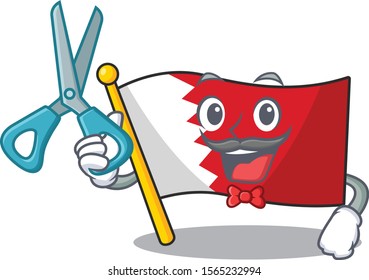 Cartoon flag bahrain isolated in character barber