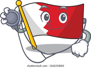 Cartoon flag bahrain isolated in character doctor