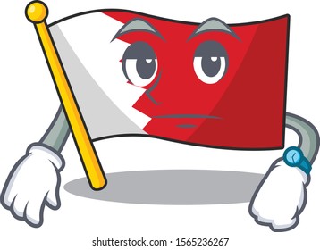 Cartoon flag bahrain isolated in character waiting