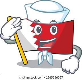 Cartoon flag bahrain isolated in character sailor