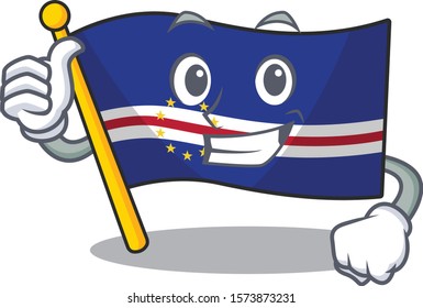 Cartoon of flag cape verde making Thumbs up gesture