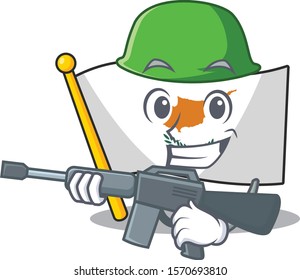 A cartoon of flag cyprus Army with machine gun