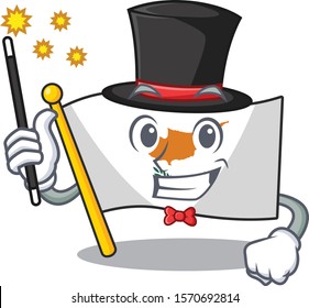 Cartoon flag cyprus isolated in character magician