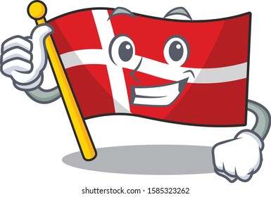 Cartoon of flag denmark making Thumbs up gesture