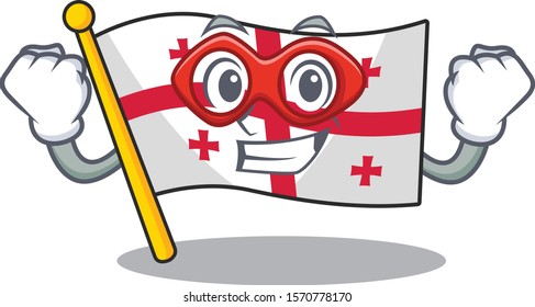 A cartoon of flag georgia wearing costume of Super hero