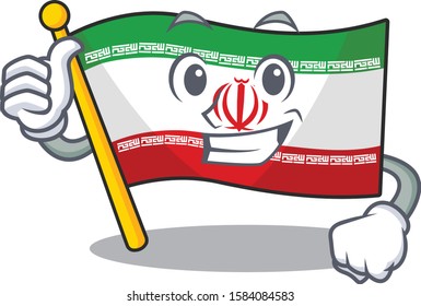 Cartoon of flag iran making Thumbs up gesture