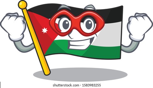 A cartoon of flag jordan wearing costume of Super hero