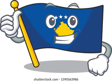 Cartoon of flag kosovo making Thumbs up gesture