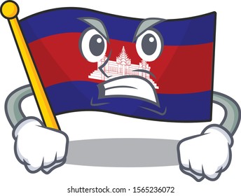 Cartoon flag latvia isolated in character angry