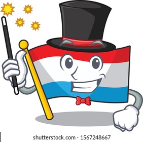 Cartoon flag luxembourg isolated in character magician