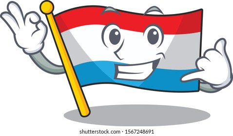 Cartoon flag luxembourg isolated in character call me