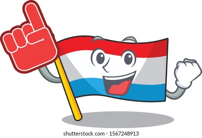 Cartoon flag luxembourg isolated in character foam finger