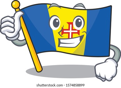 Cartoon of flag madeira making Thumbs up gesture