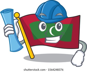 Cartoon flag maldives isolated in character architect