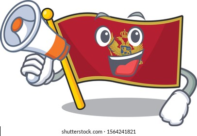 Cartoon flag montenegro isolated in character with holding megaphone