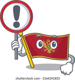 Cartoon flag montenegro isolated in character with sign warning