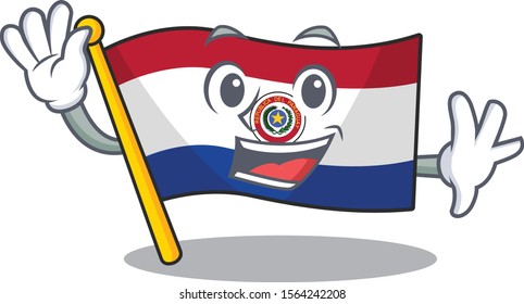 Cartoon flag paraguay isolated in waving character