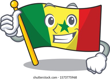 Cartoon of Flag Senegal making Thumbs up gesture