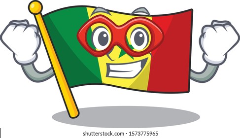 A cartoon of Flag Senegal wearing costume of Super hero