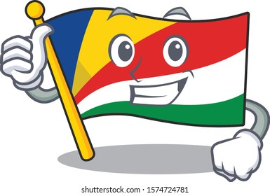 Cartoon of flag seychelles making Thumbs up gesture