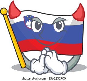 Cartoon flag slovenia isolated in character devil