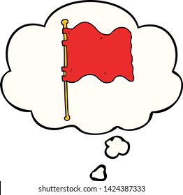 bandera de dibujos animados con burbuja de pensamientos