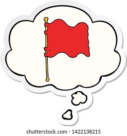 cartoon flag with thought bubble as a printed sticker
