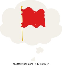 cartoon flag with thought bubble in retro style
