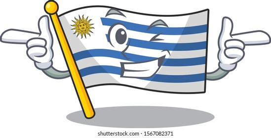 Cartoon flag uruguay isolated in character wink