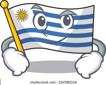 Cartoon flag uruguay isolated in character smirking