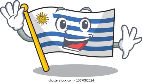 Cartoon flag uruguay isolated in character waving