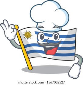 Cartoon flag uruguay isolated in character chef