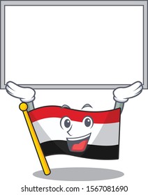 Cartoon flag yemen isolated in up board character