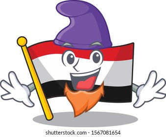 Cartoon flag yemen isolated in elf character