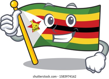 Cartoon of flag zimbabwe making Thumbs up gesture