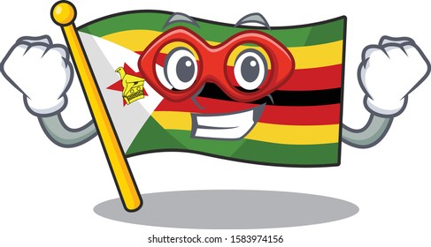 A cartoon of flag zimbabwe wearing costume of Super hero