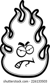 A cartoon flame with an angry expression.