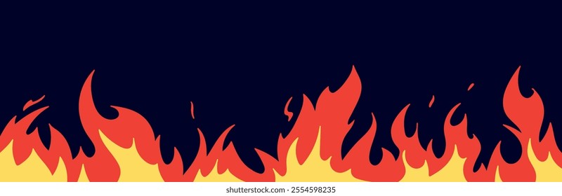 Cartoon flame background with red and yellow fiery . Dynamic fire shape heat, explosion or hell. Flat vector illustration isolated