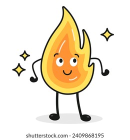 Cartoon flame character. Cute flame character vector illustration.