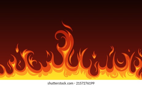 Cartoon flame, fire background. Vector illustration