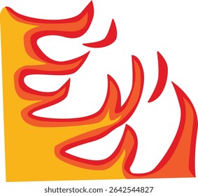 Cartoon Flame Illustration. Red and Yellow Flame. Isolated Vector Graphic in Flat Style.