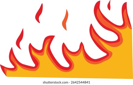 Cartoon Flame Illustration. Red and Yellow Flame. Isolated Vector Graphic in Flat Style.