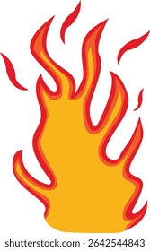 Cartoon Flame Illustration. Red and Yellow Flame. Isolated Vector Graphic in Flat Style.