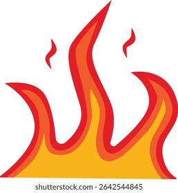 Cartoon Flame Illustration. Red and Yellow Flame. Isolated Vector Graphic in Flat Style.