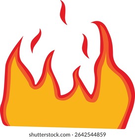 Cartoon Flame Illustration. Red and Yellow Flame. Isolated Vector Graphic in Flat Style.