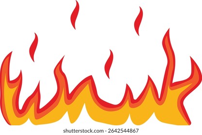 Cartoon Flame Illustration. Red and Yellow Flame. Isolated Vector Graphic in Flat Style.