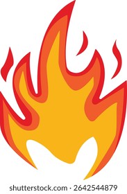 Cartoon Flame Illustration. Red and Yellow Flame. Isolated Vector Graphic in Flat Style.